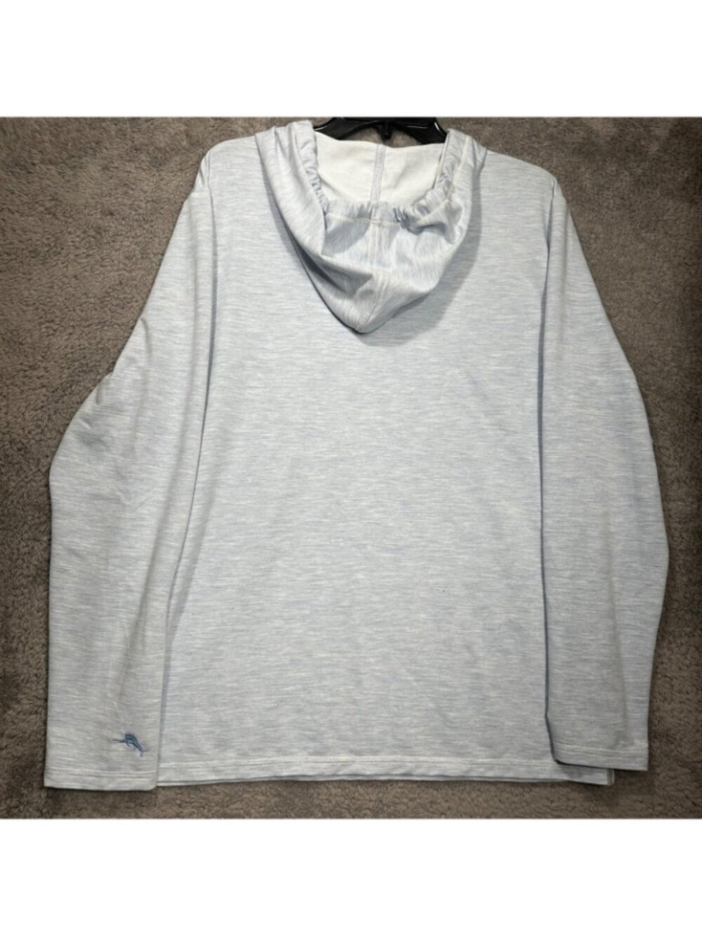 Tommy Bahama Hoodie Mens Medium Light Blue Heathered Recycled Blend Pullover - Picture 5 of 8